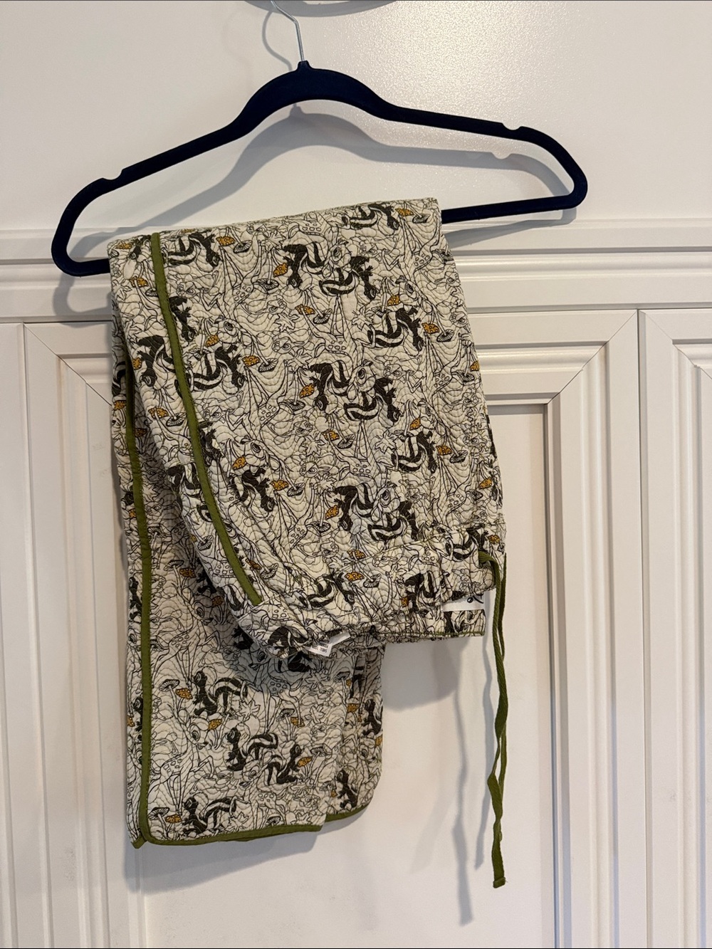 Disney Bambi Printed Drawstring Bottoms Pants in Olive Trim Pockets